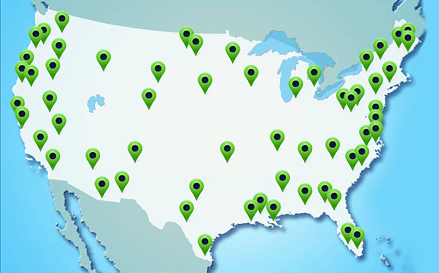 Map of the United States with Map Pins | Green Hunters Landscape Recruitment Agency